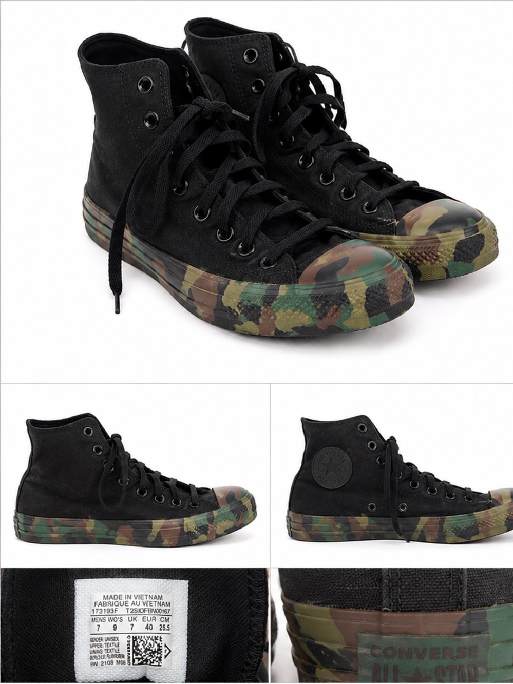 Converse Chuck Taylor All Star High Top Sneakers Black Camo Women’s 9 - Picture 2 of 3